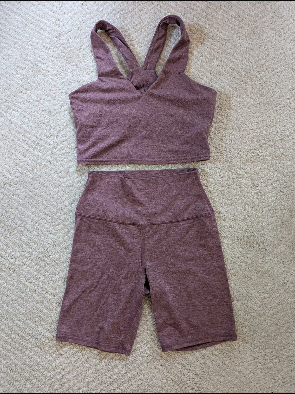 Quince Mauve Two-Piece Active Set - Cropped Tank & High-Waist Short